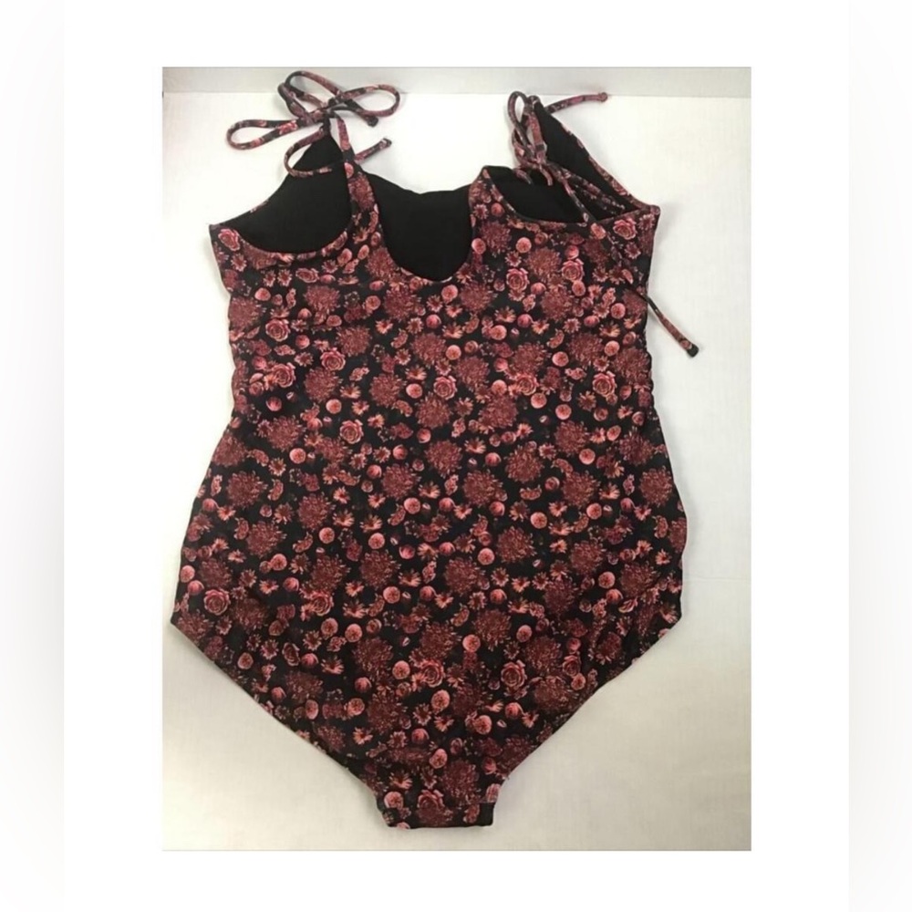 Albion Fit Floral Bathing Suit  - Black and Red - Picture 3 of 8